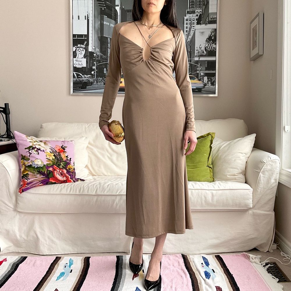 Jason Wu brown midi jersey dress